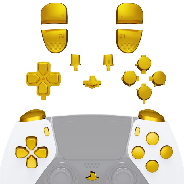 EXtremeRate Custom Chroming Gold Full Button Set for Dualsense Edge Wireless Controller for PS5