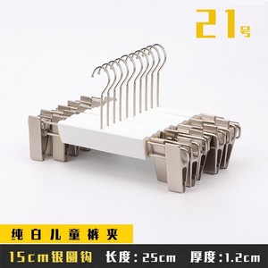 White solid wood coat hanger, women's clothing hanger, clothing store special, children's clothing wooden trouser <b>clip</b>, - Product Image 4