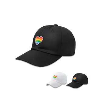 PRIDE 게이 플래그 LGBT 레인보우 하트 자수 야구 모자