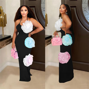 C7048 fiore in tinta unita da donna moda europea americana nuova lunghezza del pavimento per AliExpress quotidiano indipendente da <span class=keywords><strong>Amazon</strong></span> - Product Image 2