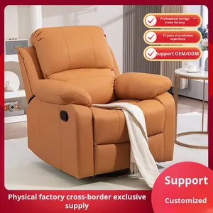 Singolo piccolo divano in pelle multifunzionale spazio a dondolo pigro reclinabile con elementi rotanti e per dormire per soggiorno - Product Image 2