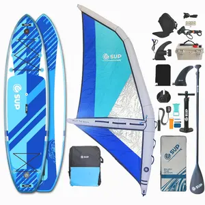 Planche de planche à voile OEM avec voile Planche de kitesurf gonflable avec aileron électrique planche à pagaie avec siège planche à vent