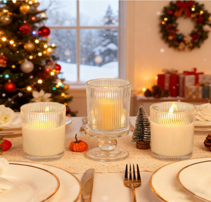 Bocaux à bougies en verre côtelé épais <span class=keywords><strong>de</strong></span> 7 oz pour la fabrication <span class=keywords><strong>de</strong></span> bougies avec couvercles en bambou hermétiques, mèches et autocollants, pour la fabrication <span class=keywords><strong>de</strong></span> bougies DIY - Product Image 2