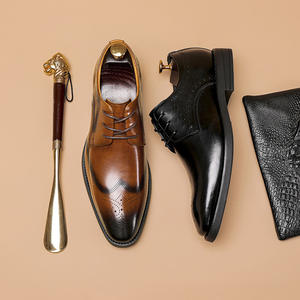 Chaussures habillées en cuir véritable pour hommes, chaussures habillées de haute qualité à enfiler, chaussures habillées et richelieus, chaussures décontractées pour les affaires, les fêtes, le bureau, les occasions formelles - Product Image 1