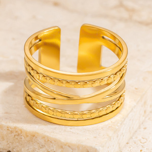 Ginkgo Leaf U-Shaped <b>Ring</b> 18k Gold Plated Minimalist Fashion Jewelry Gift - Product Image 3