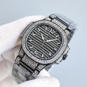 Montre de luxe élégante de qualité 5A avec finition laser irisée, entièrement sertie de diamants, cadran tendance et raffiné, personnalisable - Product Image 4