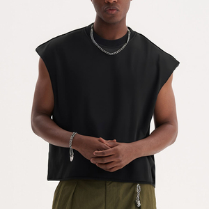 Débardeur de sport et fitness personnalisé à bords bruts, sans manches, coupe oversize, style streetwear, court et carré, en molleton bouclette pour <span class=keywords><strong>homme</strong></span> - Product Image 4