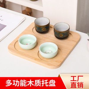 Posavasos creativos de madera, bandejas de té de bambú, tapetes para té, manteles individuales, platillos cuadrados para té, tapetes aislantes del calor de estilo japonés, hechos a mano. - Product Image 5
