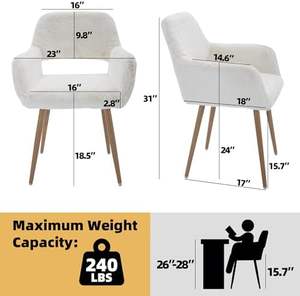 <span class=keywords><strong>Fauteuil</strong></span> de bureau moderne en fausse <span class=keywords><strong>fourrure</strong></span> <span class=keywords><strong>blanche</strong></span> avec cadre en bois, pieds en métal robustes et dossier creux confortable - Product Image 3