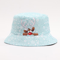 Chapeau de Noël transfrontalier à rayures, style bob, imprimé numérique européen et américain, avec clochettes et rennes, à petite visière, pour la pêche