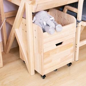 Mobile Kids Storage Cabinet with Anti-Tip Storage Drawer, Rolling Wooden Trolley with Display Rack - Product Image 4