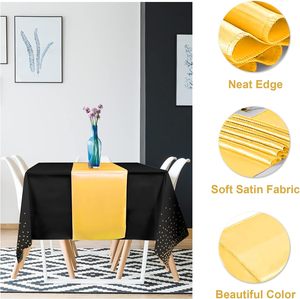 Ensemble <span class=keywords><strong>de</strong></span> nappe en plastique <span class=keywords><strong>jetable</strong></span> et <span class=keywords><strong>de</strong></span> <span class=keywords><strong>chemin</strong></span> <span class=keywords><strong>de</strong></span> <span class=keywords><strong>table</strong></span> en satin, nappe noire à pois dorés, or pour la décoration <span class=keywords><strong>de</strong></span> fête <span class=keywords><strong>de</strong></span> remise <span class=keywords><strong>de</strong></span> diplôme, <span class=keywords><strong>de</strong></span> mariage - Product Image 3