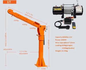 1T Mini grue manuelle montée sur levage grue à flèche pliante grues portables pour camionnette - Product Image 3