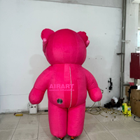 Ballon gonflable d'ours rose d'accessoires de festival de rock, costume gonflable géant d'ours en peluche