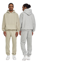 Ensemble de survêtement unisexe décontracté d'hiver 350G de haute qualité, pull à capuche oversize de couleur unie et pantalon de jogging ample grande taille