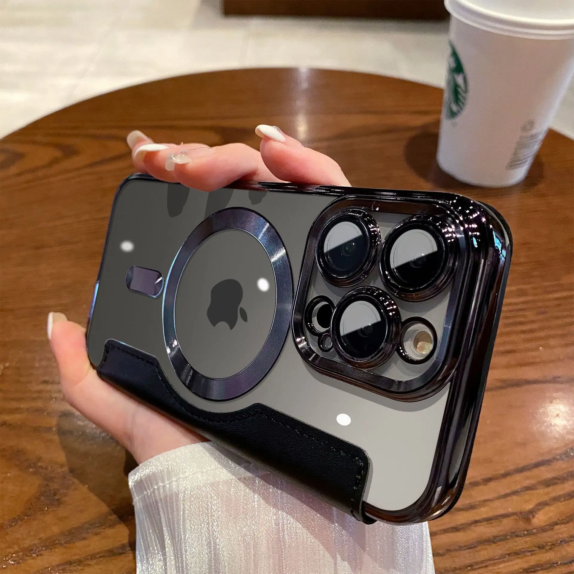 Magnetic suction charging flip cover leather case with lens film Phone Case for iphone Xr Xs 11 12 13 14 Pro Max Cell Cover