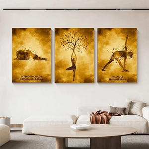 Vintage Yoga Pose série toile <span class=keywords><strong>peinture</strong></span> Om symbole musculation Art affiche pour méditation huile toile décoration murale pour la maison Yoga - Product Image 1
