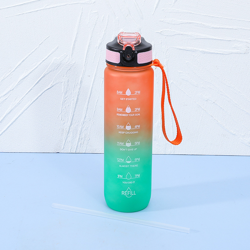 Custom Logo 32oz Sports Water Bottle with Time Marker Gym Motivational ...