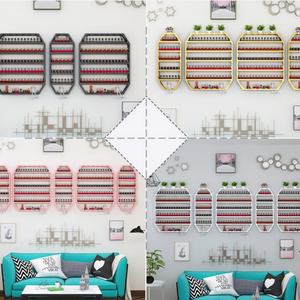 Meubles de salon de manucure, étagère murale moderne en fer suspendu, étagère dorée, présentoir à ongles - Product Image 4