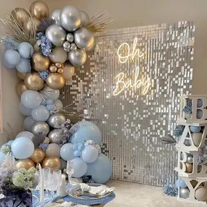 Panneau de fond à paillettes imbriquées pour décoration de mariage, fête d'anniversaire