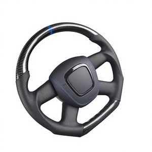 Volant en cuir et fibre de carbone haut de gamme personnalisable pour <span class=keywords><strong>Audi</strong></span> A3 A4 B8 A5 8T A6 C7 Q5 8R, fabrication forgée, marqueur d'alignement <span class=keywords><strong>bleu</strong></span> - Product Image 3