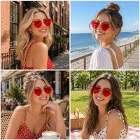 Lunettes de soleil en gros en forme de cœur, sans monture, avec cadre métallique, protection UV400, pour femmes, vente en gros d'usine