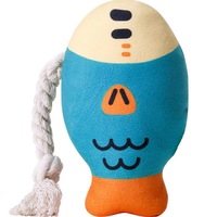 Jouet à couiner pour chien en peluche de luxe, style poisson, interactif, pour la mastication et le nettoyage des dents, résistant aux morsures, avec rembourrage en coton PP écologique