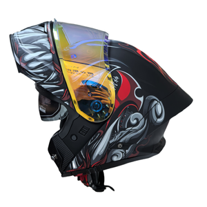 Casco modulaire graphique personnalisé Ventilation par électrolyse Certification DOT Casques à rabat <span class=keywords><strong>Casque</strong></span> de moto à double lentille - Product Image 3