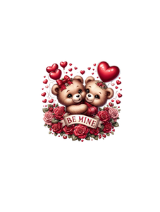 T-shirt da donna a maniche corte con stampa orsetto e cuore, stile romantico e carino, in cotone jersey, girocollo, vestibilità regular, per San Valentino - Product Image 1