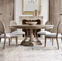 Amerikanisches Retro tun altes Licht Luxus kleines Familien restaurant geschnitzt Massivholz runden Tisch