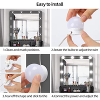 Lampes LED modernes 80 DC 5V pour miroir, 3 couleurs, DIY, tactile, marche/arrêt, intensité réglable 3000K-6000K, éclairage de salle de bain