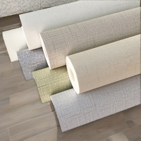 Papier peint PVC tissé en lin moderne, imperméable, couleur unie, pour la décoration murale de la maison, de la chambre, du salon ou de l'hôtel - Vente en gros