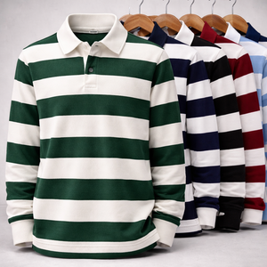 เสื้อโปโลแขนยาวปักโลโก้ตามสั่งสำหรับผู้หญิง ผ้าฝ้าย 100% ลายทาง สัมผัสนุ่ม สวมใส่สบาย เหมาะสำหรับเล่นกอล์ฟ - Product Image 3