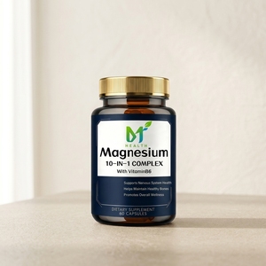 Suplemento Dietético OEM 10 en 1 de Magnesio y Vitamina <span class=keywords><strong>B6</strong></span>, Cápsulas de 300 <span class=keywords><strong>mg</strong></span> para Adultos - Product Image 1