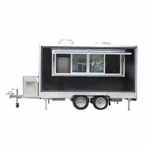 Carrelli alimentari piastra Mobile ristorante attrezzature vegetali camion di calore mobili Panini cibo rimorchi neri frigorifero Van frutta