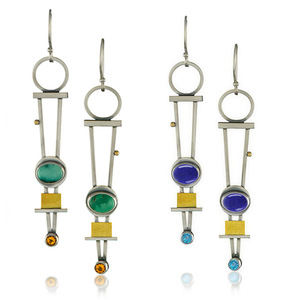 Literary <b>blue</b>-green texture <b>stud</b> <b>earrings</b>, women's retro jewelry gifts - Product Image 1