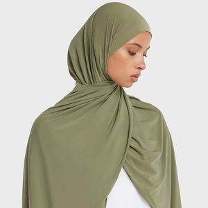 新しいトレンドグッドステッチプレミアムリキッドジャージーヒジャーブさわやかな軽量非シースルー微妙な光沢のあるジャージースカーフイスラム教徒 - Product Image 1