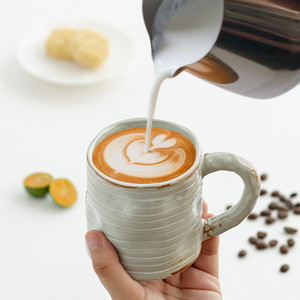 Retro Ceramic Coffee Cup and Saucer <strong>Set</strong> Handmade Office Water Cups Retro Afternoon <strong>Tea</strong> <strong>Set</strong> Creative <strong>Gift</strong> for Travel or Home - Product Image 4