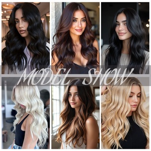 <span class=keywords><strong>GLADYS</strong></span> Juego de 4 Extensiones de Cabello Sintético Largo y Ondulado Natural con Clip, 22 Pulgadas, para Mujer, en Color Marrón, Rubio y Negro - Product Image 6