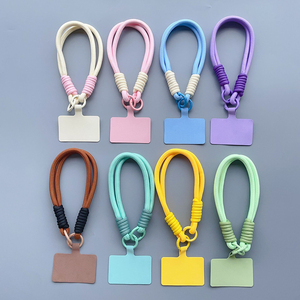Dây đeo điện thoại ngắn màu macaron với miếng dán màu, mặt dây chuyền ốp điện thoại, chống mất, làm thủ công, unisex - Product Image 3