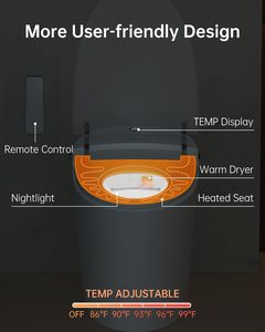 <span class=keywords><strong>Toilette</strong></span> intelligente avec bidet, réservoir avec protection en mousse, chasse d'eau automatique double, siège chauffant, sécheur à air, moderne, japonaise, monobloc en céramique - Product Image 6