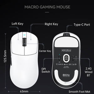 Attack Shark X8 Ultra Gaming <b>Mouse</b>,55g Ultra-Lightweight BT/2.4GHz Wireless/Wired <b>Mouse</b>,PAW3950 42000 DPI - Product Image 5