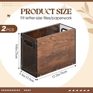 Boîte de rangement suspendue en <span class=keywords><strong>bois</strong></span> robuste avec poignée portable, format lettre, pour organiser les papiers de bureau - Product Image 2