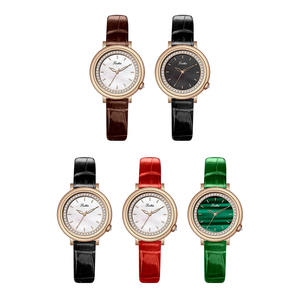 Scottie-Reloj de pulsera de cuarzo con esfera redonda para mujer, elegante, de lujo, de cuero, con diamantes - Product Image 6