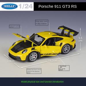 Borraccia 1:24 modello Pors-che 9-11 GT3 RS 992 metallo porta aperta per ragazzi in lega customizzata auto da collezione - Product Image 3