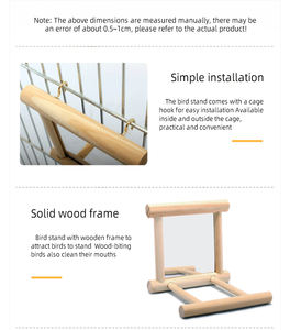Hangende Papegaai Benodigdheden Vogelkooi Stand Accessoires Hout Vogel Klimmen Speelgoed Spiegel Papegaai Vogel Speelgoed Speelgoed - Product Image 5