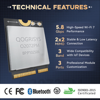 Module Wi-Fi 7 Qualcomm QCC2072 IEEE802.11a/b/g/n/ac/ax/be 2.4G/5G/6G 320MHz 2T2R PCIe/Uart Linux/Android pour point d'accès Wi-Fi