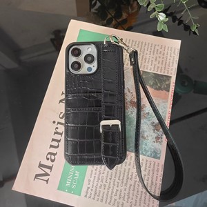 Nuova Custodia Personalizzata in Pelle di Coccodrillo con Laccetto da Polso, Porta Carte e Supporto per Stampa Lettere, con Cordino per <span class=keywords><strong>iPhone</strong></span> 16 Pro Max-11 - Product Image 4