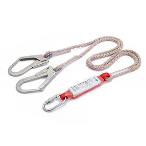 Cuerda de Seguridad Industrial Extensible con Doble Elástico y Amortiguador de Impactos, Certificación EN361:2002, Anillo en D de Acero, Poliéster - Product Image 2
