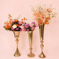 Vase à fleurs en fer doré de style européen, centre de table de mariage, marqueur d'allée pour la décoration de la maison et des hôtels